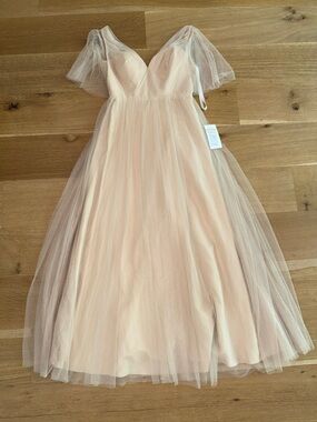 NWT Revelry Soft beige Tulle A-Line wedding dance prom maxi dress size 4